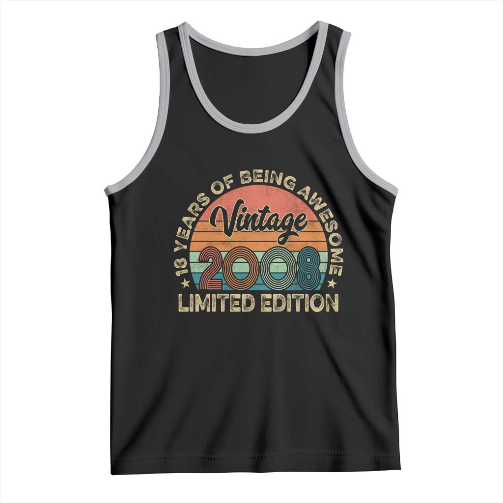 Vintage 2008 18th Birthday Gifts Tank Top Limited Edition 18 Year Old Bday TS10 Black Athletic Heather Print Your Wear