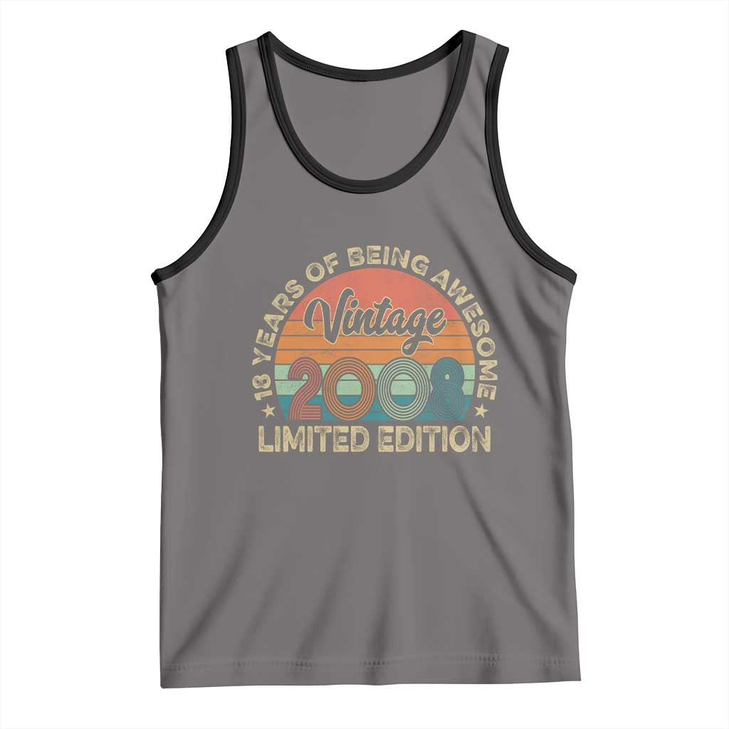 Vintage 2008 18th Birthday Gifts Tank Top Limited Edition 18 Year Old Bday TS10 Deep Heather Black Print Your Wear