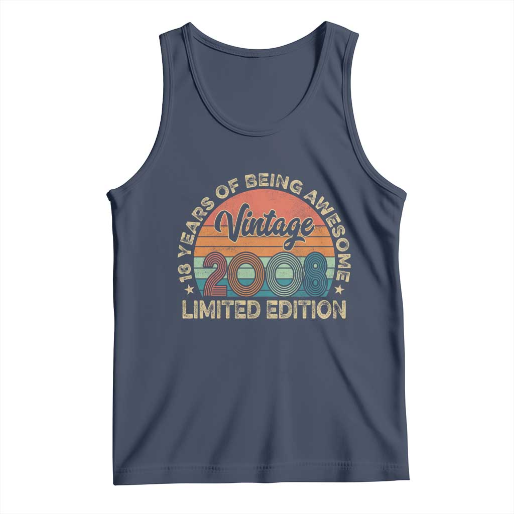 Vintage 2008 18th Birthday Gifts Tank Top Limited Edition 18 Year Old Bday TS10 Navy Print Your Wear