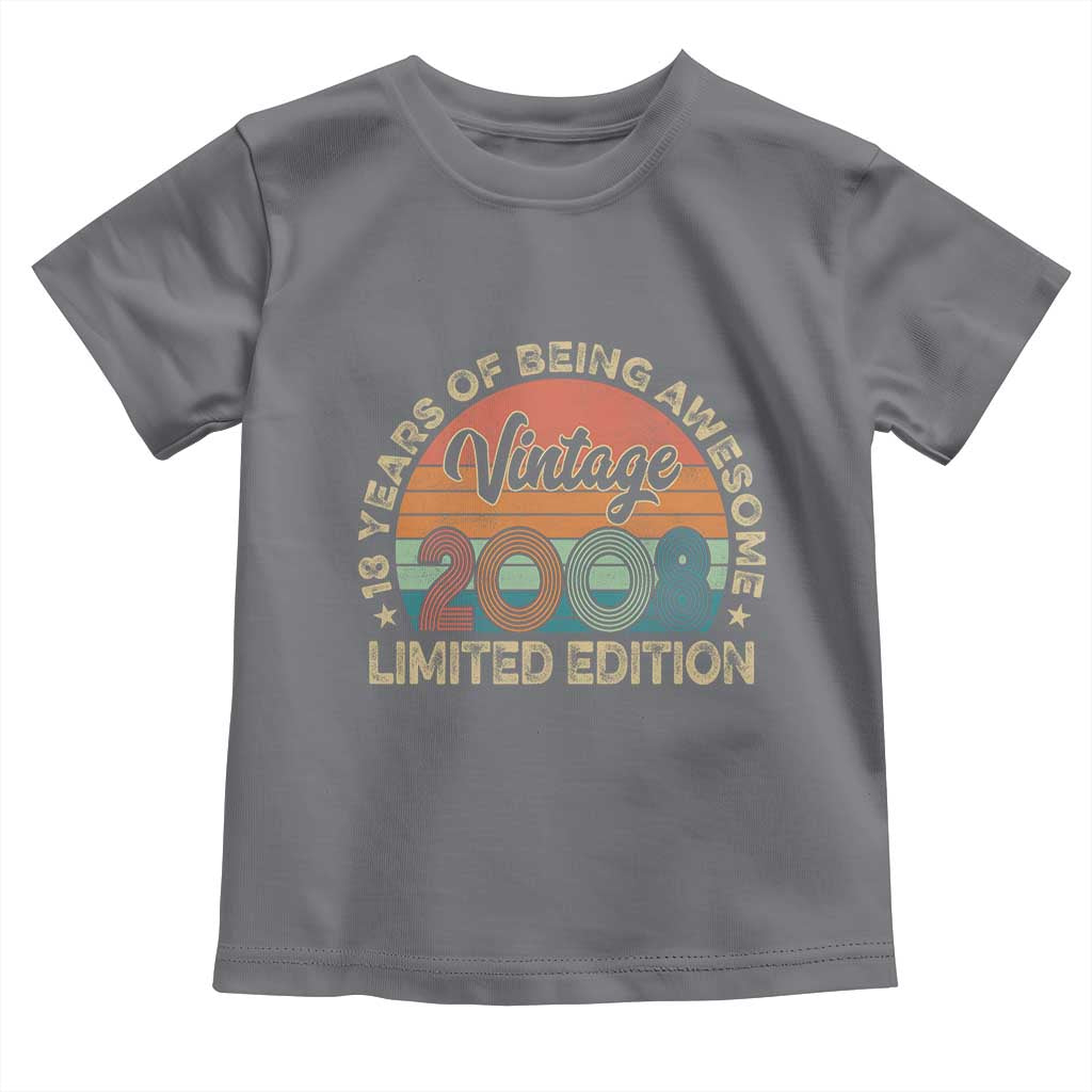 Vintage 2008 18th Birthday Gifts Toddler T Shirt Limited Edition 18 Year Old Bday TS10 Charcoal Print Your Wear