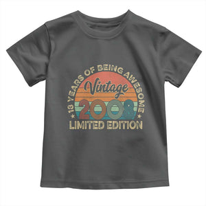 Vintage 2008 18th Birthday Gifts Toddler T Shirt Limited Edition 18 Year Old Bday TS10 Dark Heather Print Your Wear