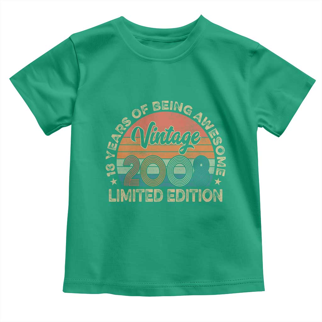Vintage 2008 18th Birthday Gifts Toddler T Shirt Limited Edition 18 Year Old Bday TS10 Irish Green Print Your Wear