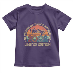 Vintage 2008 18th Birthday Gifts Toddler T Shirt Limited Edition 18 Year Old Bday TS10 Purple Print Your Wear