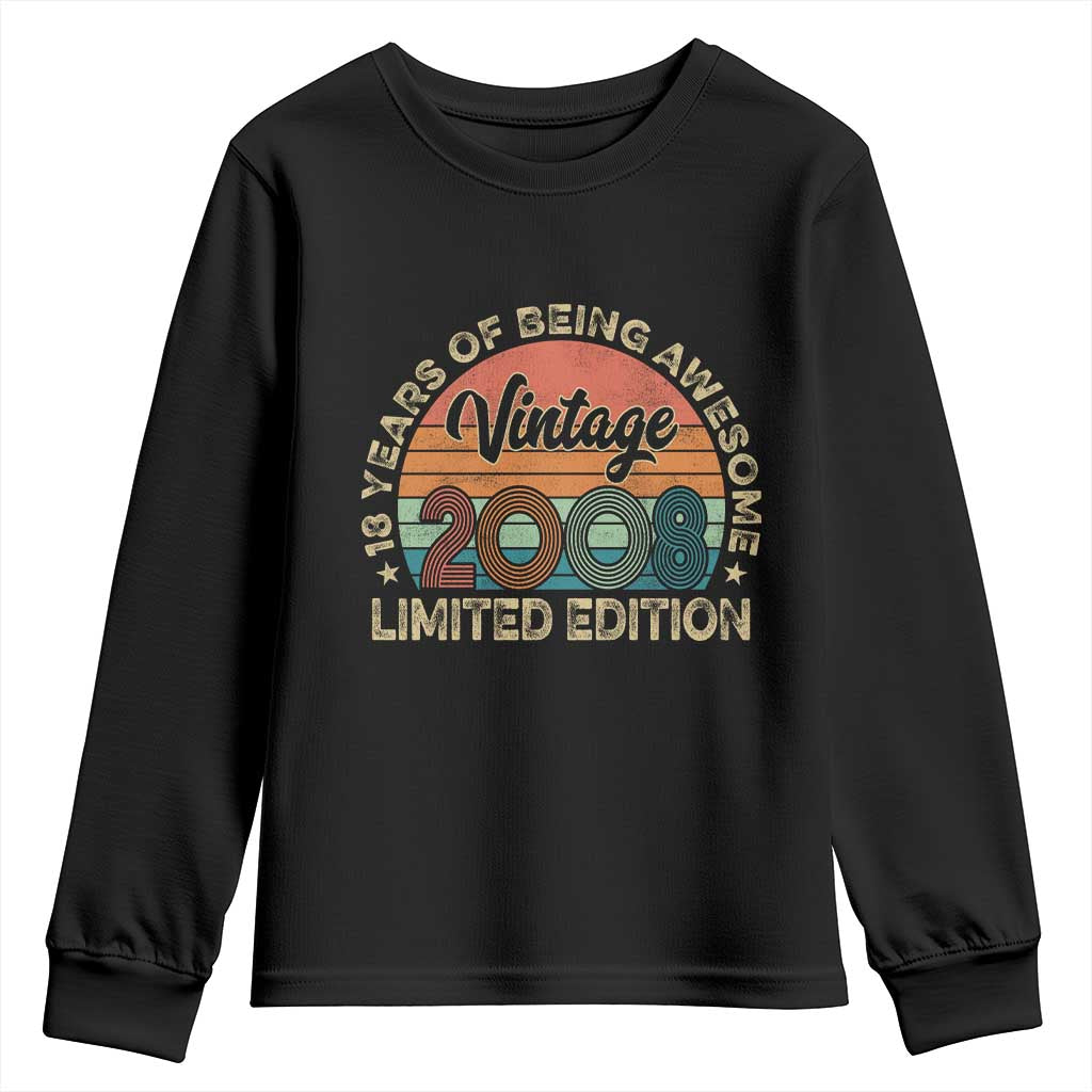Vintage 2008 18th Birthday Gifts Youth Sweatshirt Limited Edition 18 Year Old Bday TS10 Black Print Your Wear