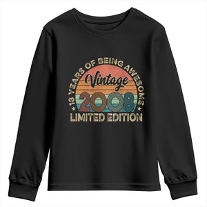 Vintage 2008 18th Birthday Gifts Youth Sweatshirt Limited Edition 18 Year Old Bday TS10 Black Print Your Wear