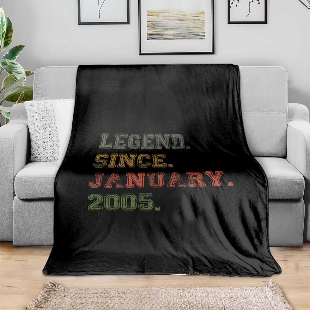 21st Birthday Gifts Throw Blanket Retro 21 Years Old Legend Since January 2005 TS10 Print Your Wear