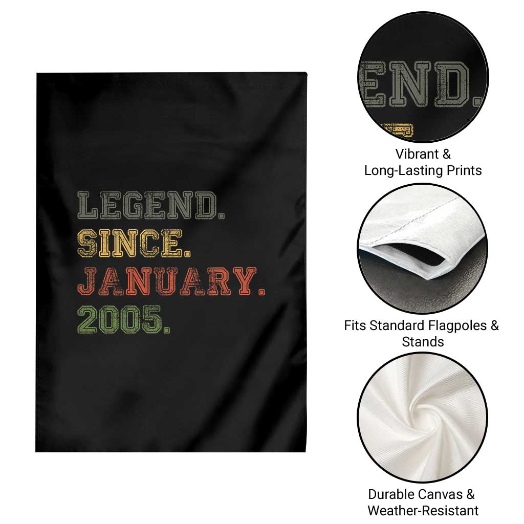 21st Birthday Gifts Garden Flag Retro 21 Years Old Legend Since January 2005 TS10 Print Your Wear