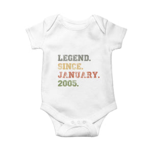 21st Birthday Gifts Baby Onesie Retro 21 Years Old Legend Since January 2005 TS10 White Print Your Wear
