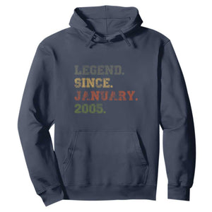 21st Birthday Gifts Hoodie Retro 21 Years Old Legend Since January 2005 TS10 Navy Print Your Wear