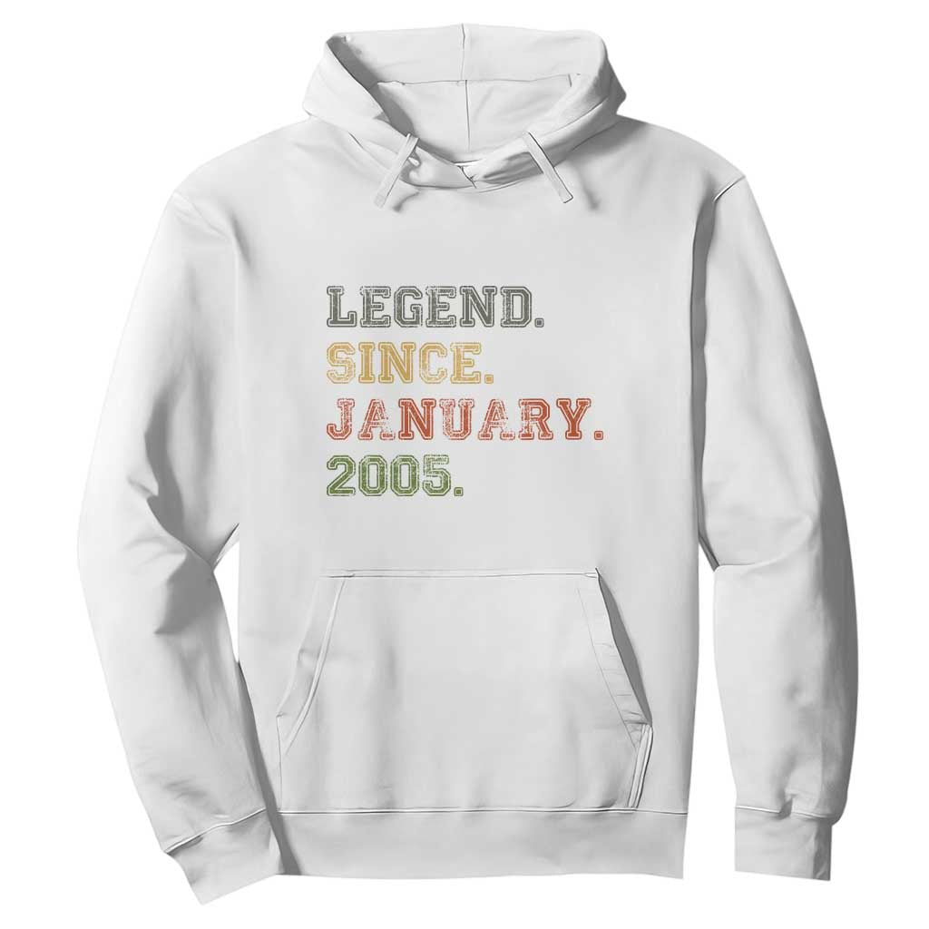 21st Birthday Gifts Hoodie Retro 21 Years Old Legend Since January 2005 TS10 White Print Your Wear
