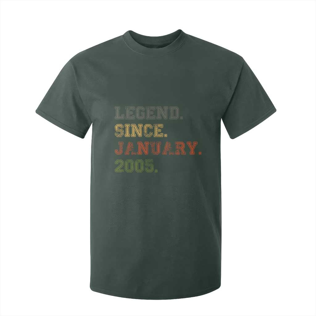21st Birthday Gifts T Shirt For Kid Retro 21 Years Old Legend Since January 2005 TS10 Dark Forest Green Print Your Wear