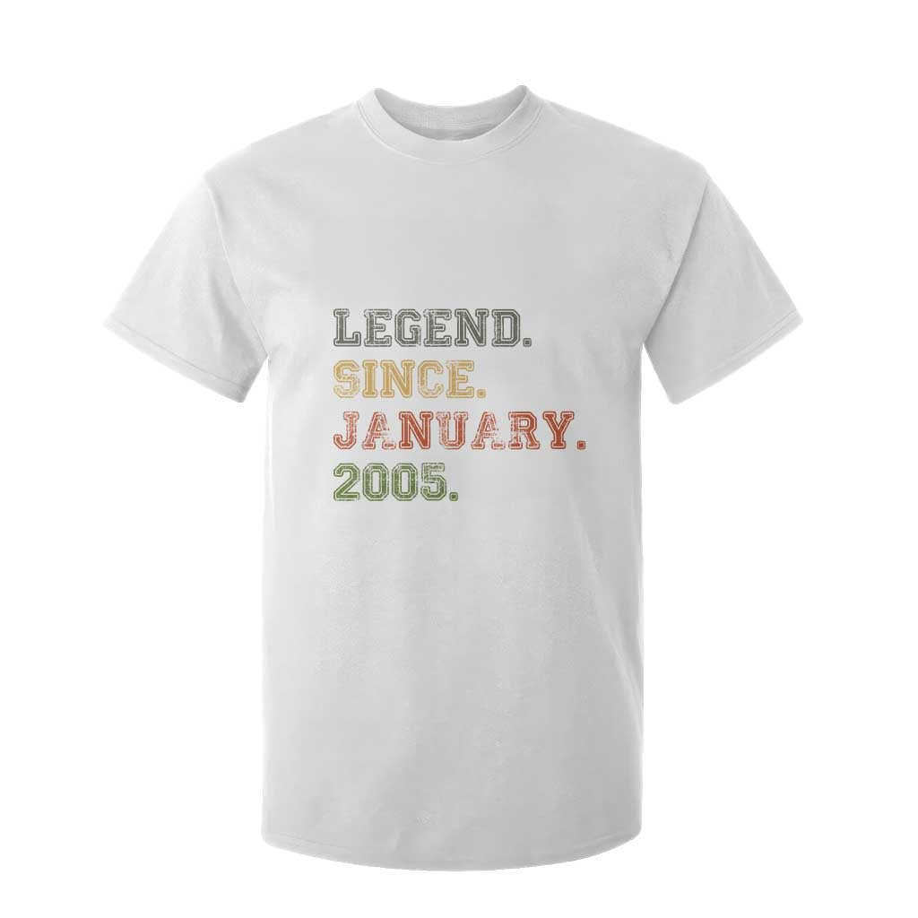 21st Birthday Gifts T Shirt For Kid Retro 21 Years Old Legend Since January 2005 TS10 White Print Your Wear