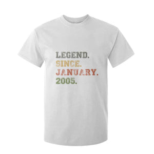 21st Birthday Gifts T Shirt For Kid Retro 21 Years Old Legend Since January 2005 TS10 White Print Your Wear