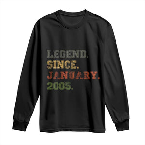 21st Birthday Gifts Long Sleeve Shirt Retro 21 Years Old Legend Since January 2005 TS10 Black Print Your Wear