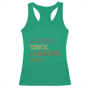 21st Birthday Gifts Racerback Tank Top Retro 21 Years Old Legend Since January 2005 TS10 Irish Green Print Your Wear