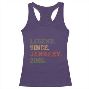 21st Birthday Gifts Racerback Tank Top Retro 21 Years Old Legend Since January 2005 TS10 Purple Print Your Wear