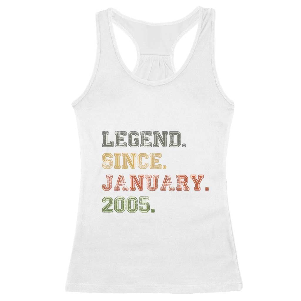 21st Birthday Gifts Racerback Tank Top Retro 21 Years Old Legend Since January 2005 TS10 White Print Your Wear