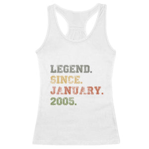 21st Birthday Gifts Racerback Tank Top Retro 21 Years Old Legend Since January 2005 TS10 White Print Your Wear