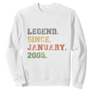 21st Birthday Gifts Sweatshirt Retro 21 Years Old Legend Since January 2005 TS10 White Print Your Wear
