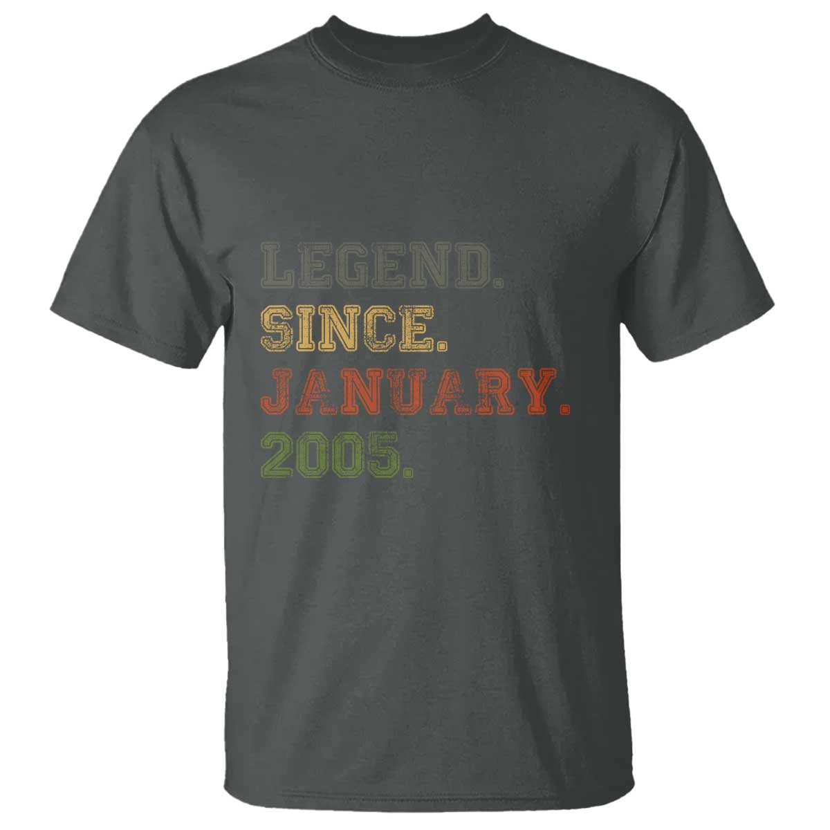 21st Birthday Gifts T Shirt Retro 21 Years Old Legend Since January 2005 TS10 Dark Heather Print Your Wear