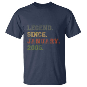 21st Birthday Gifts T Shirt Retro 21 Years Old Legend Since January 2005 TS10 Navy Print Your Wear