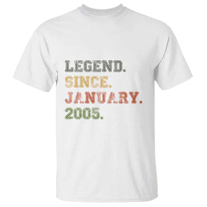 21st Birthday Gifts T Shirt Retro 21 Years Old Legend Since January 2005 TS10 White Print Your Wear