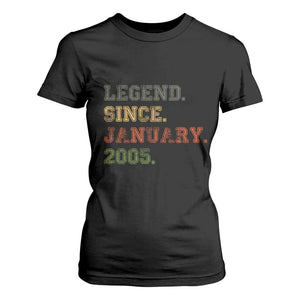 21st Birthday Gifts T Shirt For Women Retro 21 Years Old Legend Since January 2005 TS10 Black Print Your Wear