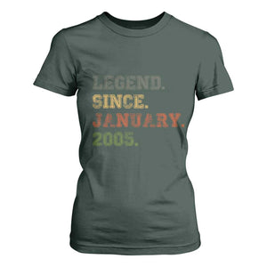 21st Birthday Gifts T Shirt For Women Retro 21 Years Old Legend Since January 2005 TS10 Dark Forest Green Print Your Wear