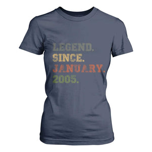 21st Birthday Gifts T Shirt For Women Retro 21 Years Old Legend Since January 2005 TS10 Navy Print Your Wear