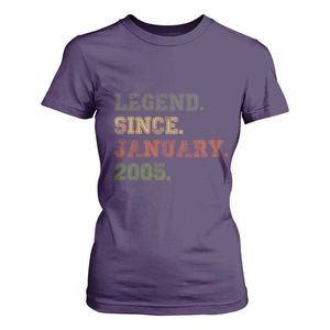 21st Birthday Gifts T Shirt For Women Retro 21 Years Old Legend Since January 2005 TS10 Purple Print Your Wear