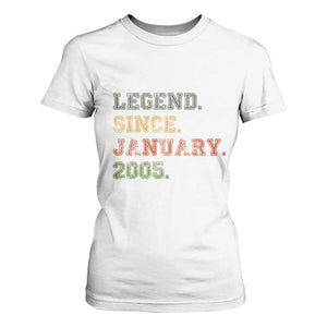 21st Birthday Gifts T Shirt For Women Retro 21 Years Old Legend Since January 2005 TS10 White Print Your Wear
