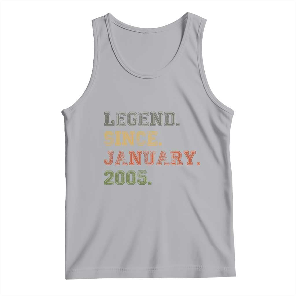 21st Birthday Gifts Tank Top Retro 21 Years Old Legend Since January 2005 TS10 Athletic Heather Print Your Wear