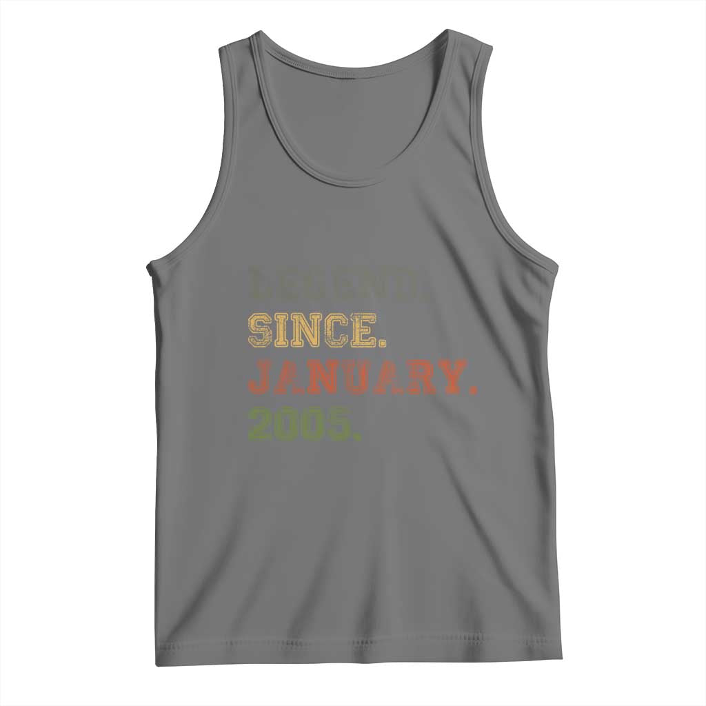21st Birthday Gifts Tank Top Retro 21 Years Old Legend Since January 2005 TS10 Black Heather Print Your Wear