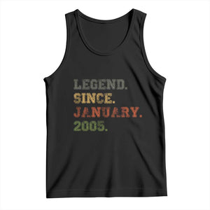 21st Birthday Gifts Tank Top Retro 21 Years Old Legend Since January 2005 TS10 Black Print Your Wear