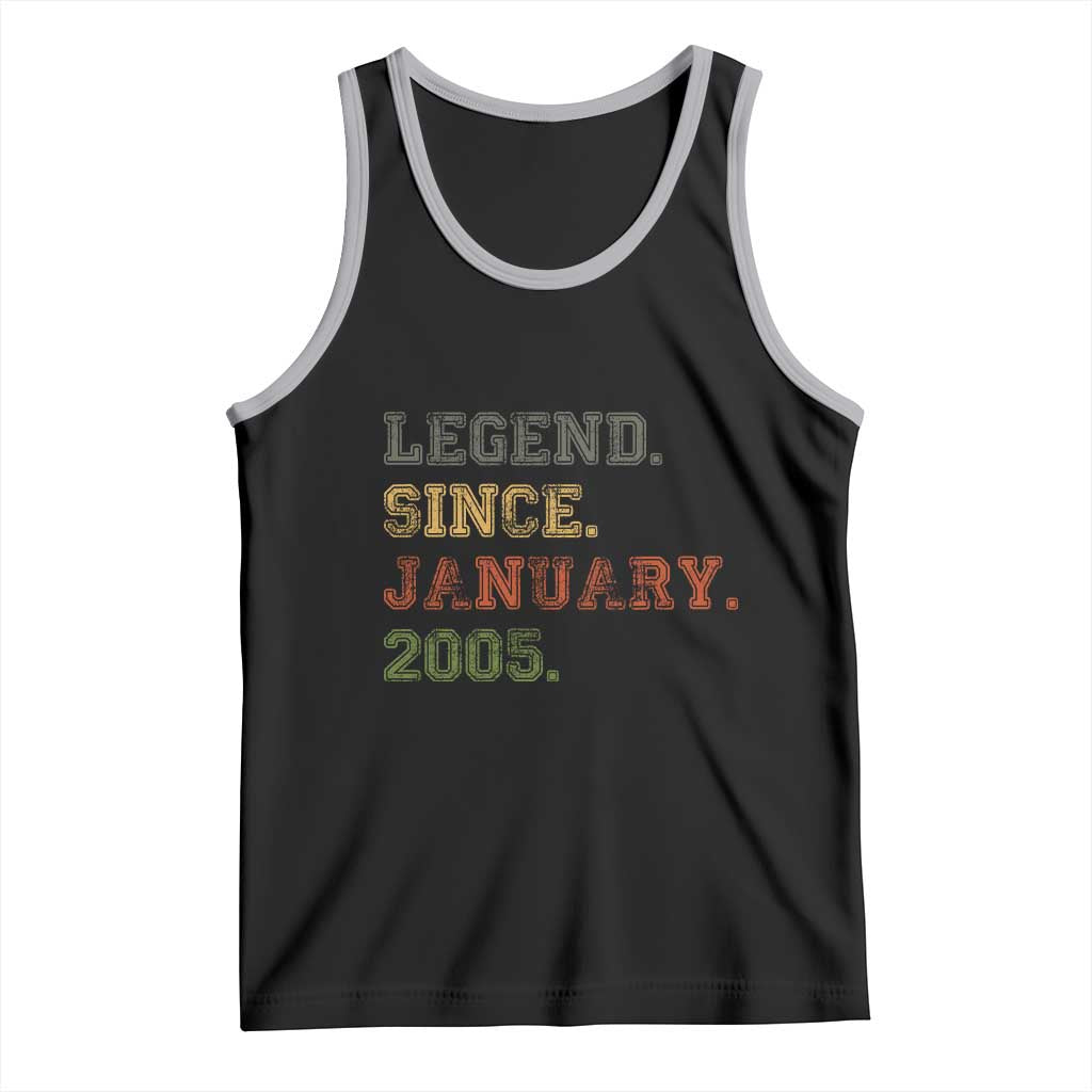 21st Birthday Gifts Tank Top Retro 21 Years Old Legend Since January 2005 TS10 Black Athletic Heather Print Your Wear
