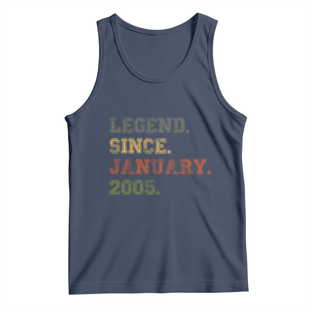 21st Birthday Gifts Tank Top Retro 21 Years Old Legend Since January 2005 TS10 Navy Print Your Wear