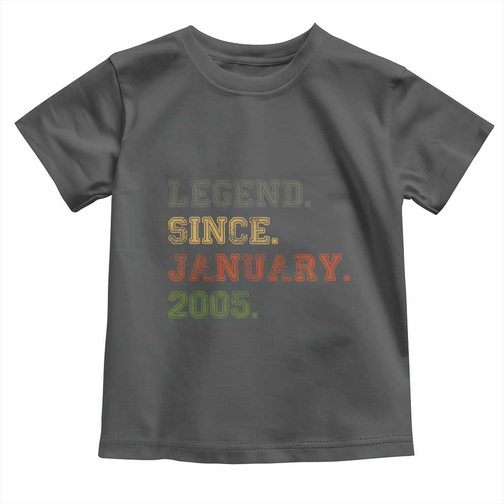 21st Birthday Gifts Toddler T Shirt Retro 21 Years Old Legend Since January 2005 TS10 Dark Heather Print Your Wear
