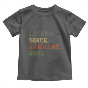 21st Birthday Gifts Toddler T Shirt Retro 21 Years Old Legend Since January 2005 TS10 Dark Heather Print Your Wear