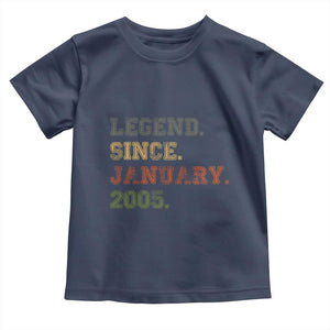 21st Birthday Gifts Toddler T Shirt Retro 21 Years Old Legend Since January 2005 TS10 Navy Print Your Wear