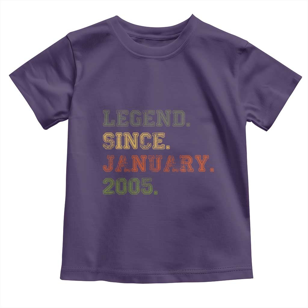 21st Birthday Gifts Toddler T Shirt Retro 21 Years Old Legend Since January 2005 TS10 Purple Print Your Wear