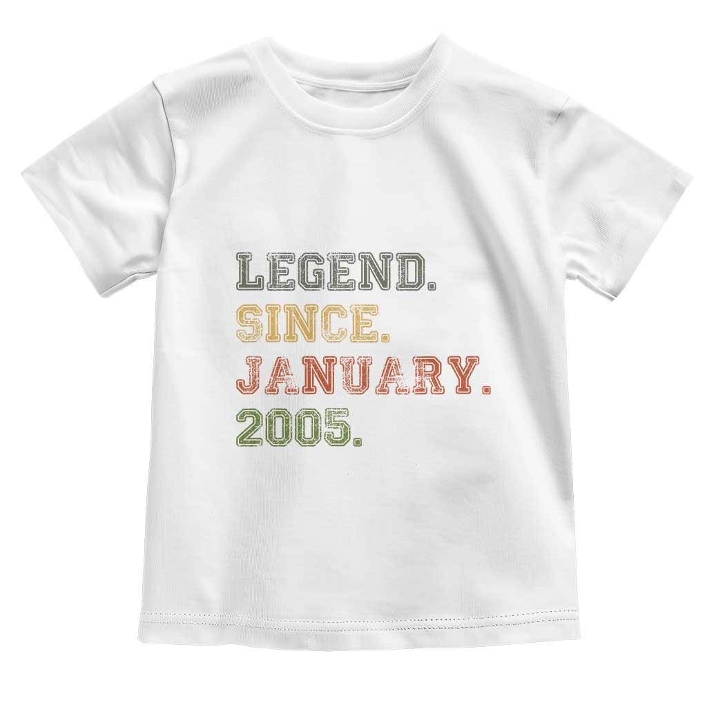 21st Birthday Gifts Toddler T Shirt Retro 21 Years Old Legend Since January 2005 TS10 White Print Your Wear