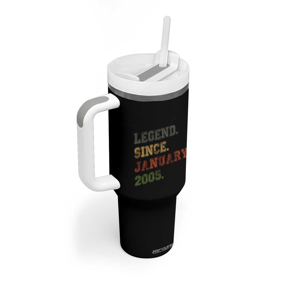 21st Birthday Gifts Tumbler With Handle Retro 21 Years Old Legend Since January 2005 TS10 Print Your Wear