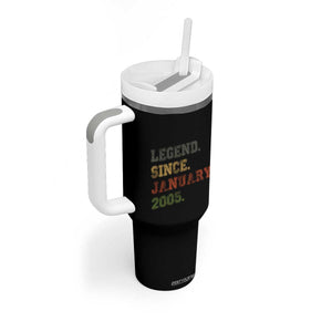 21st Birthday Gifts Tumbler With Handle Retro 21 Years Old Legend Since January 2005 TS10 Print Your Wear