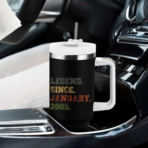 21st Birthday Gifts Tumbler With Handle Retro 21 Years Old Legend Since January 2005 TS10 Print Your Wear