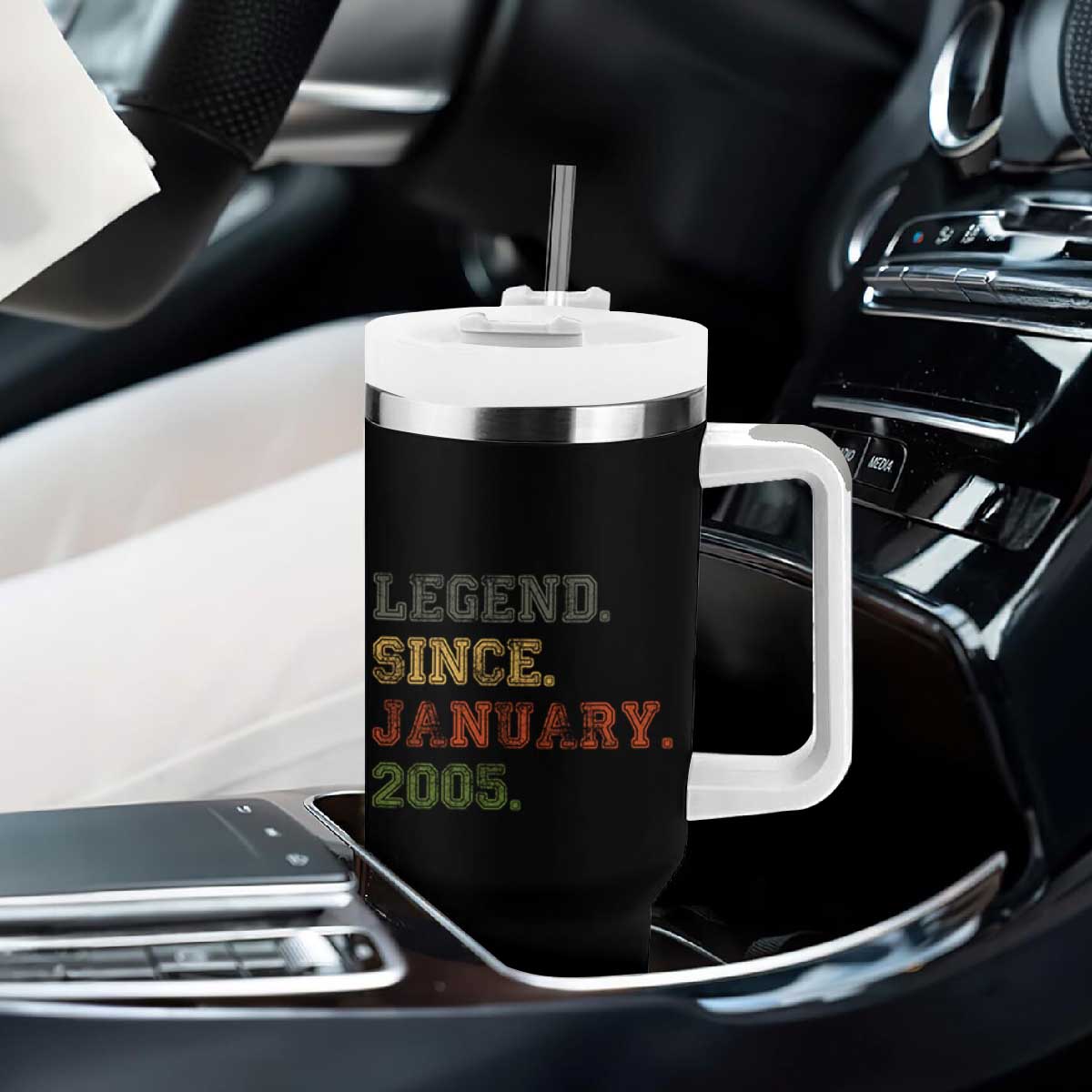 21st Birthday Gifts Tumbler With Handle Retro 21 Years Old Legend Since January 2005 TS10 Print Your Wear