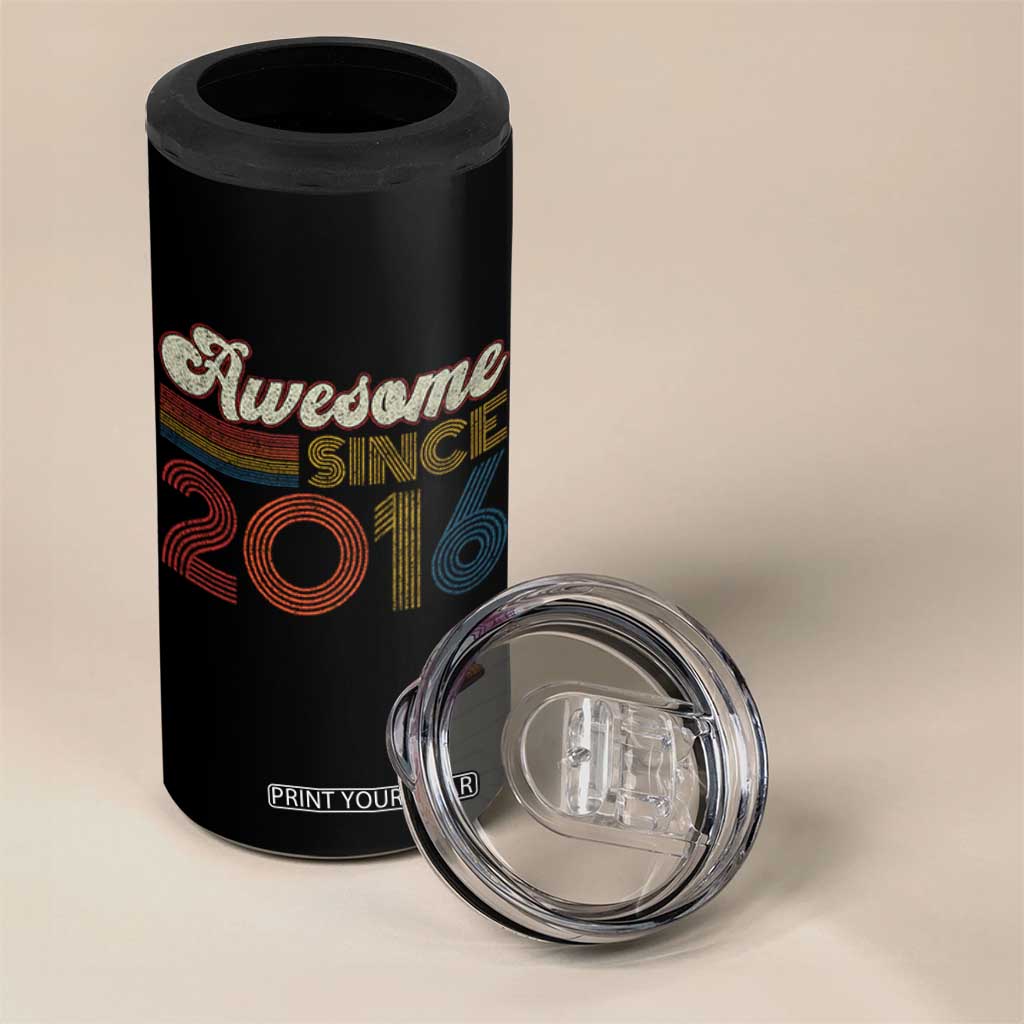Awesome Since 2016 4 in 1 Can Cooler Tumbler 10yr Bday Son Boy Funny 10th 10 Year Old Birthday TS10 Print Your Wear