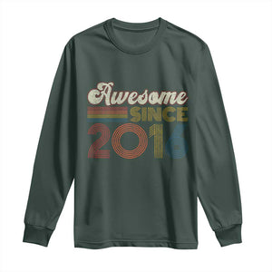 Awesome Since 2016 Long Sleeve Shirt 10yr Bday Son Boy Funny 10th 10 Year Old Birthday TS10 Dark Forest Green Print Your Wear