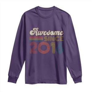 Awesome Since 2016 Long Sleeve Shirt 10yr Bday Son Boy Funny 10th 10 Year Old Birthday TS10 Purple Print Your Wear