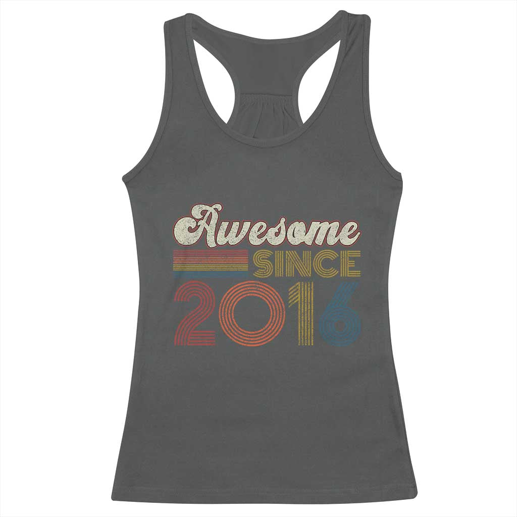 Awesome Since 2016 Racerback Tank Top 10yr Bday Son Boy Funny 10th 10 Year Old Birthday TS10 Dark Heather Print Your Wear