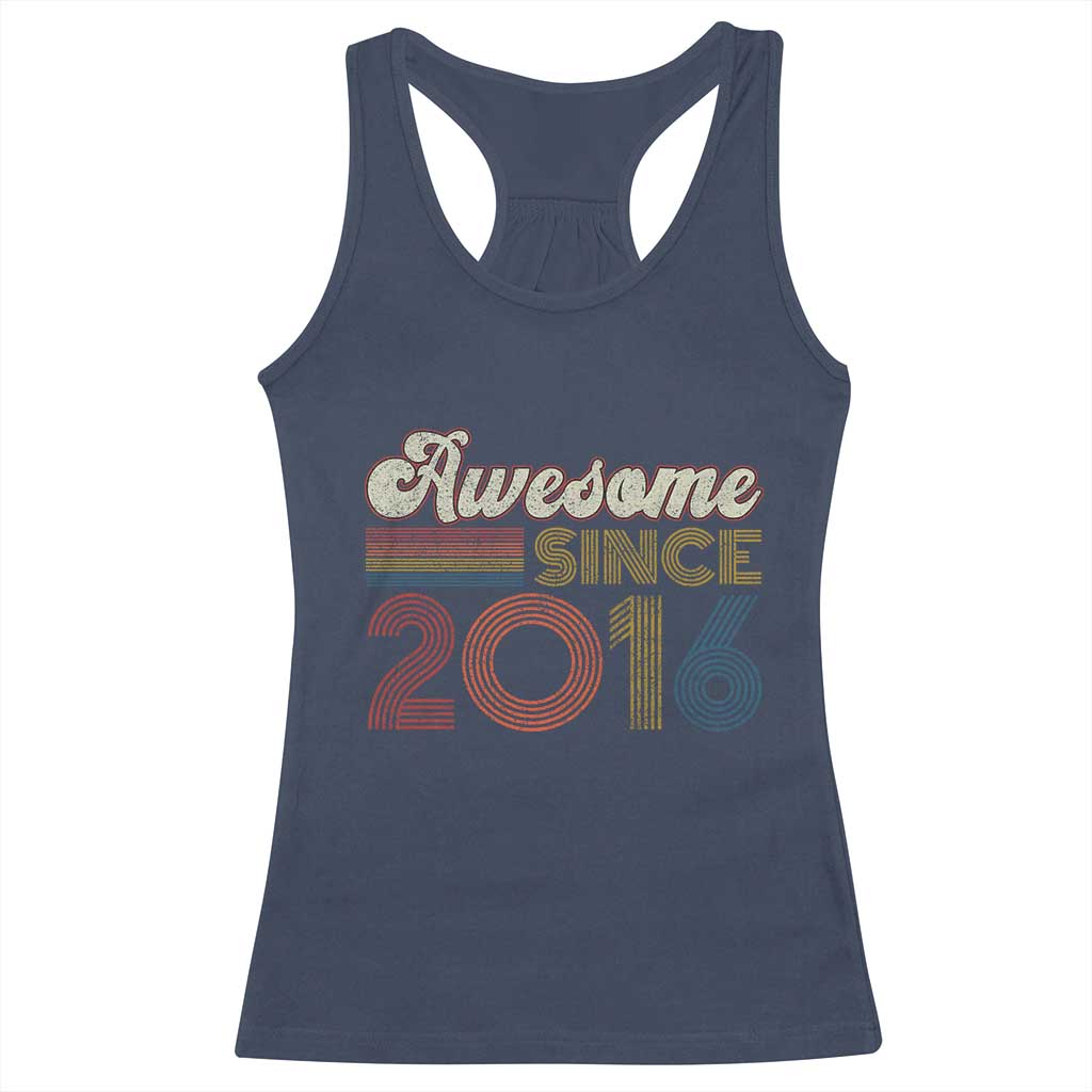 Awesome Since 2016 Racerback Tank Top 10yr Bday Son Boy Funny 10th 10 Year Old Birthday TS10 Navy Print Your Wear